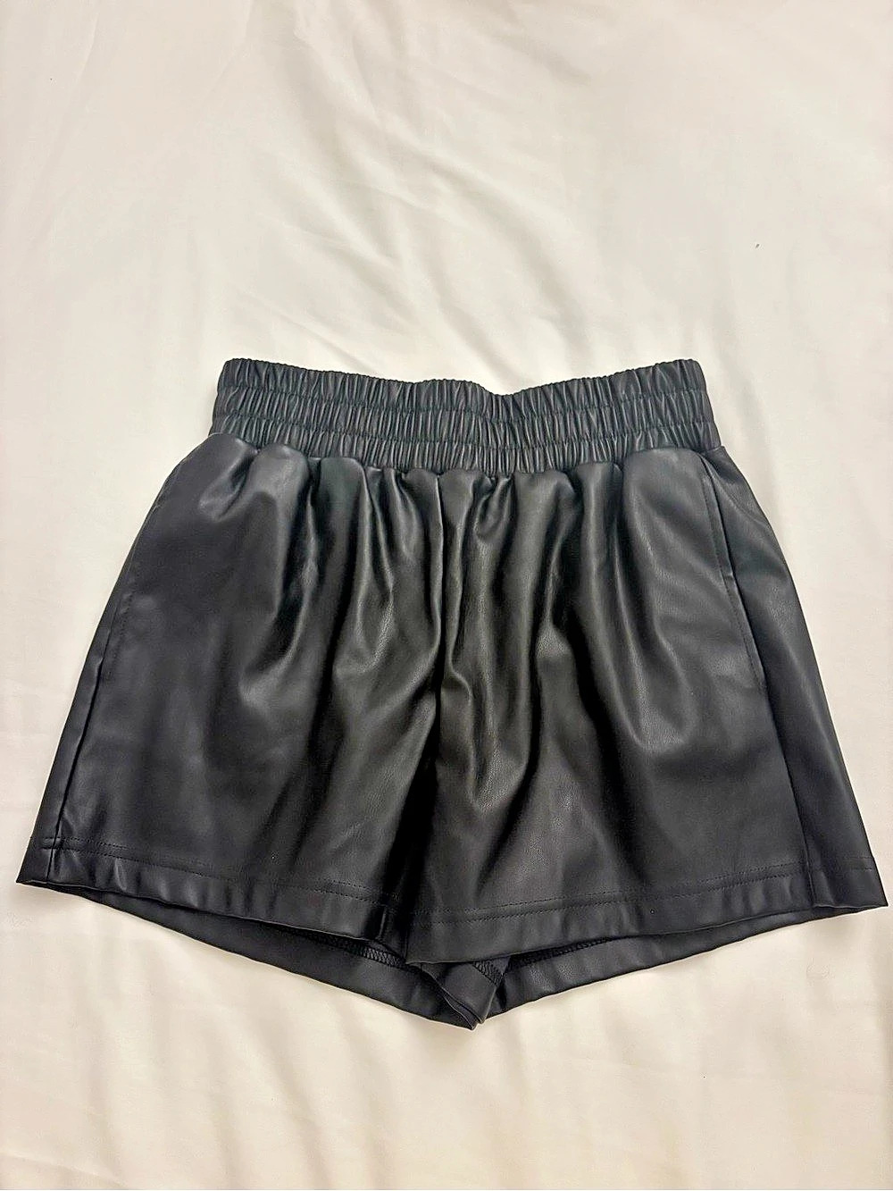 Faux Leather High Waist Shorts in Black Size Small NWT